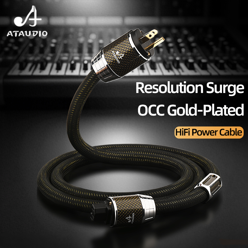 Carbon Filter Inline - ATAUDIO HiFi-Stromkabel mit EU/US/AU, vergoldeter Kohlefaser-Stecker,